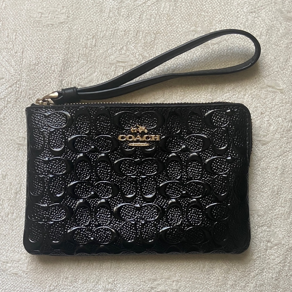 Coach Black Embossed Clutch